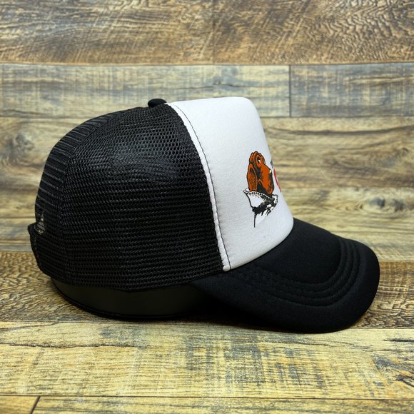 Take A Bite Out Of Crime Mens Trucker Hat Black Snapback Vintage Advertising Cap - Picture 3 of 7